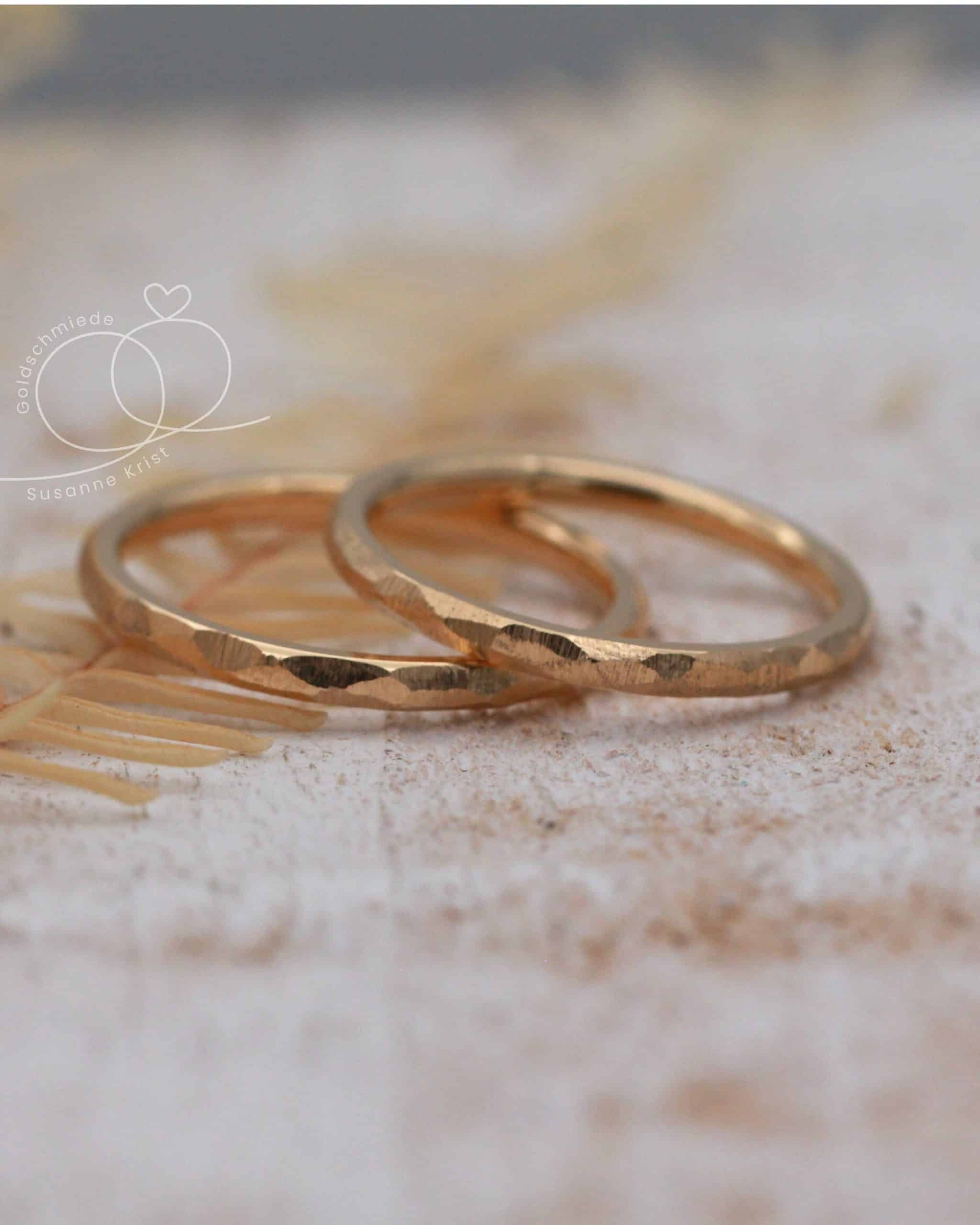 Dünne Ringe Rosegold "Zarties" 1 Dünne Ringe Rosegold Hammerschlag Optik namens Zarties