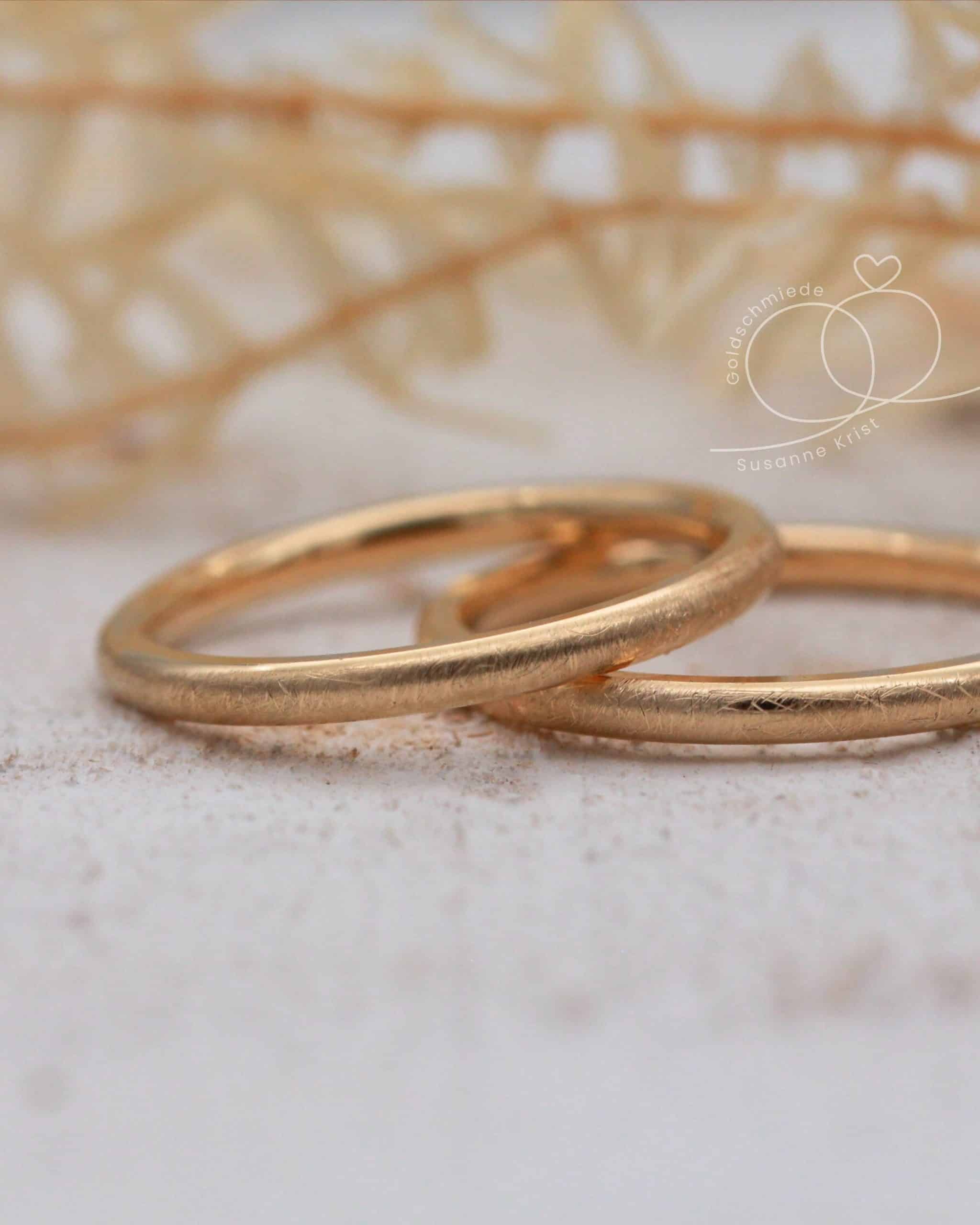 Dünne Ringe Rosegold "Zarties" 14 Dünne Ringe Rosegold eismatt namens Zarties